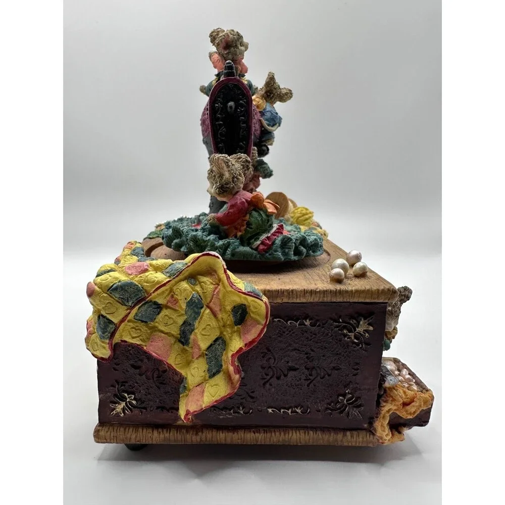 Enesco Musical Collection Sewing Machine Mice Music Box Vintage Works